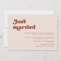 Stilvolle Retro Pfirsich Rosa "Just married"-Karte