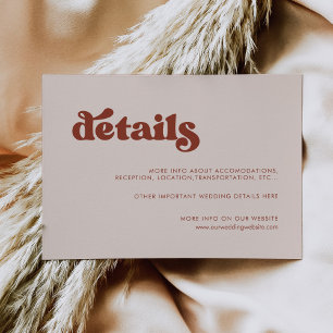 Stilvolle Retro pfirsichfarbene Hochzeitskarte Begleitkarte