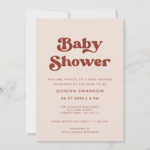 Stilvolle Retro-Pfirsichrosa-Baby-Party Einladung