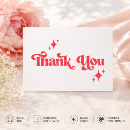 Stilvolle Retro Red & White Groovy Script Wedding Dankeskarte