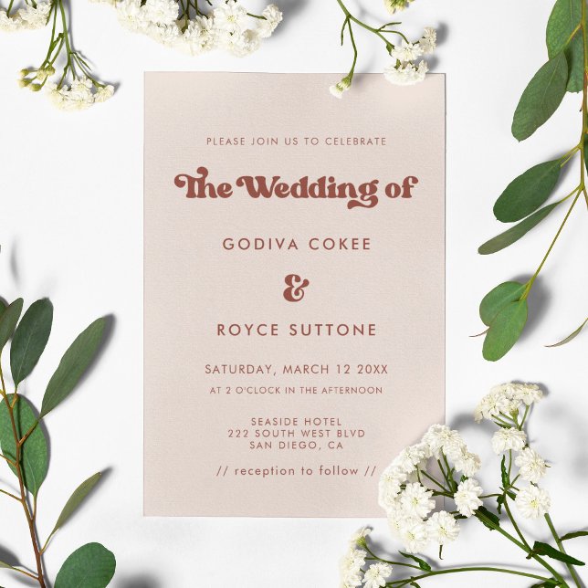 Stilvolle Retro-Rosa-Hochzeit Einladung (Von Creator hochgeladen)