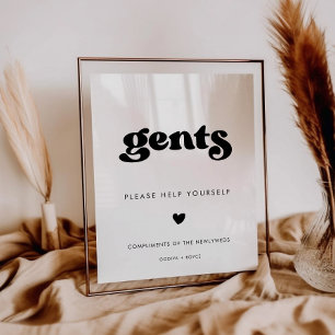 Stilvolle Retro Schwarz & Weiß Gents Badezimmer Sc Poster