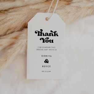 Stilvolle Retro-Schwarz-Weiß-Hochzeit Geschenkanhänger