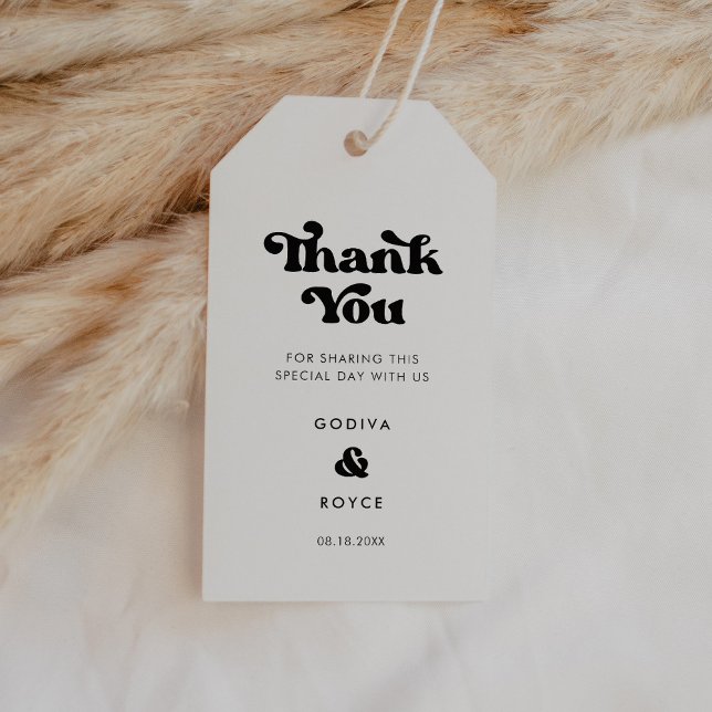 Stilvolle Retro-Schwarz-Weiß-Hochzeit Geschenkanhänger (Von Creator hochgeladen)