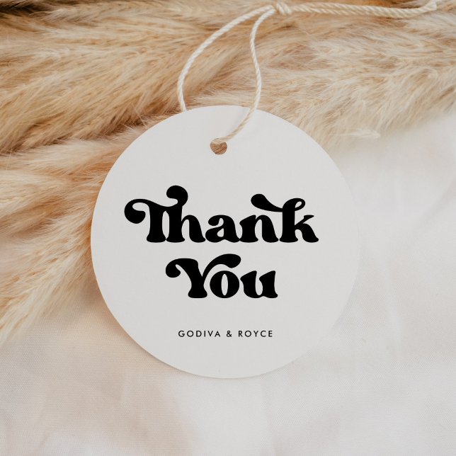 Stilvolle Retro-Schwarz-Weiß-Hochzeit Geschenkanhänger (Von Creator hochgeladen)