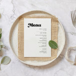 Stilvolle Retro-Schwarz-Weiß-Hochzeit Menükarte<br><div class="desc">Ein Retro-Chic-Thema: adoptier dieses etwas Vintage und stilvolle typografische Design für dein Hochzeitsgeschenk mit einem klassischen Schwarz-Weiß-Thema. Anpassbarer Text,  Farben und Hintergrund.</div>