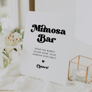Stilvolle Retro-Schwarz-Weiß-Hochzeits-Mimosa-Bar Sockelschild