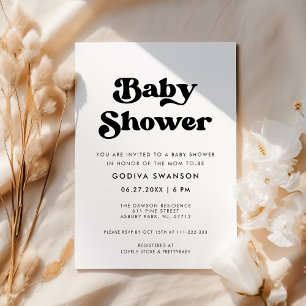 Stilvolle retro-schwarze und weiße Baby-Party zur  Einladung