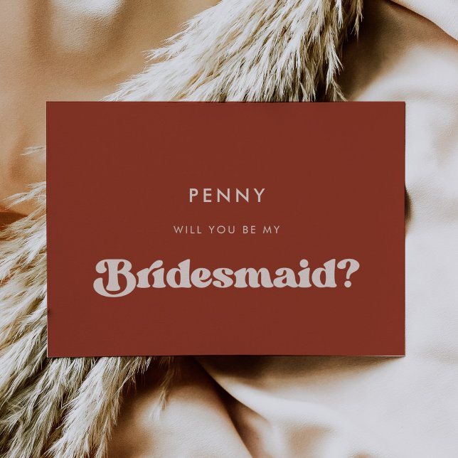 Stilvolle Retro Terracotta Bridesmaid Vorschlag Ka Einladung (Von Creator hochgeladen)
