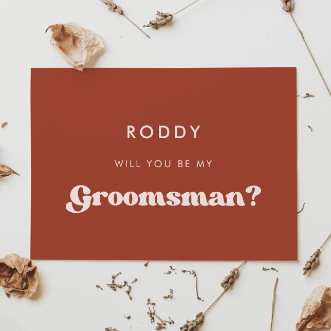 Stilvolle Retro Terracotta Trauzeuge Karte (Von Creator hochgeladen)