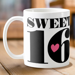 Stilvolle Retro Typografie 16 . Geburtstag Black P Kaffeetasse