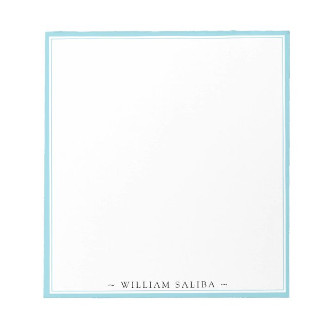 Stilvolle Robin Egg Blue Border Name Notepad Gesch Notizblock (Vorderseite)