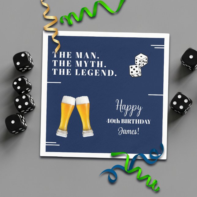 Stilvolle rollende Würfel Pints 40. Geburtstag Serviette (Von Creator hochgeladen)