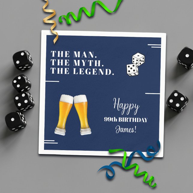 Stilvolle rollende Würfel Pints 99. Geburtstag Serviette (Von Creator hochgeladen)