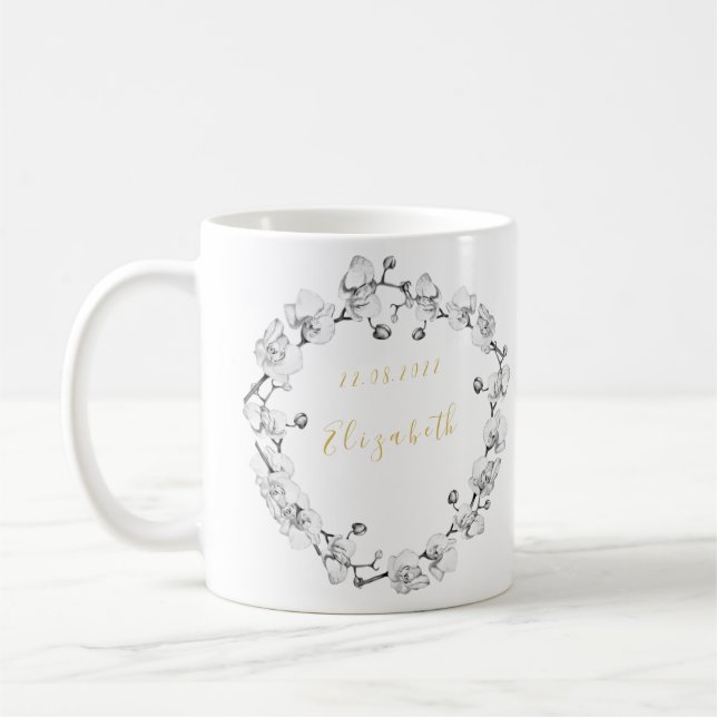 Stilvolle romantische Hochzeitskranz Kaffeetasse (Links)