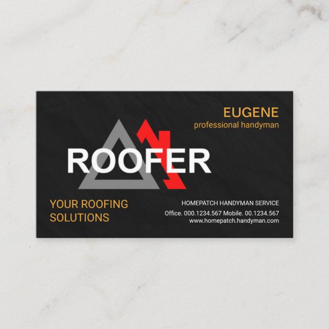 Stilvolle Roofer Signage Granite Textur Dachdeckun Visitenkarte (Vorderseite)