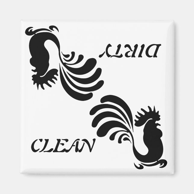 Stilvolle Rooster "Clean/Dirty" Dish Washer Magnet (Vorne)