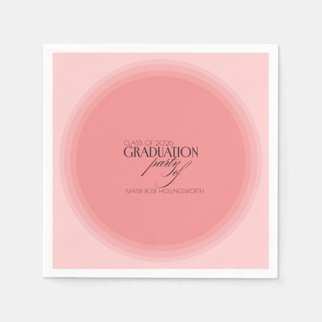 Stilvolle rosa anpassbare Abschlussfeier Serviette (Vorderseite)