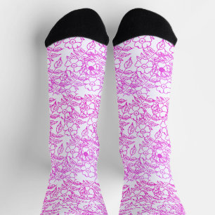 Stilvolle rosa Blume Aquarell Farbenfroh Socken