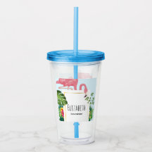 Stilvolle rosa Flamingo- und tropische Blätter