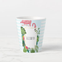 Stilvolle rosa Flamingo- und tropische Blätter