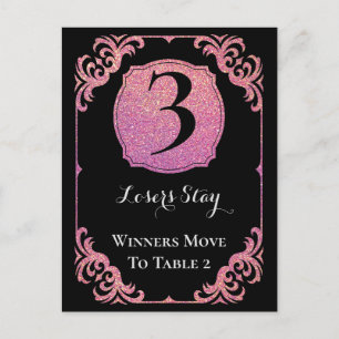 Stilvolle Rosa Glitzer Bunco Table Card Postkarte