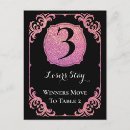 Stilvolle Rosa Glitzer Bunco Table Card Postkarte