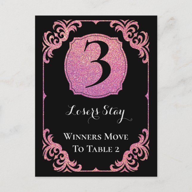 Stilvolle Rosa Glitzer Bunco Table Card Postkarte (Vorderseite)