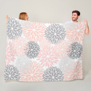 Stilvolle, rosa graue Blume Fleecedecke