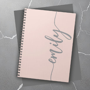 Stilvolle Rosa, graue Kalligraphie Name Notizblock