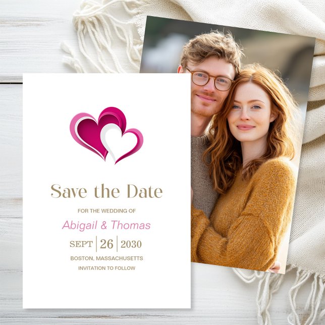 Stilvolle rosa Herzen Hochzeit Save The Date (Von Creator hochgeladen)