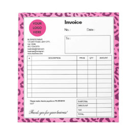 Stilvolle rosa Leopard-Druckrechnung Notizblock