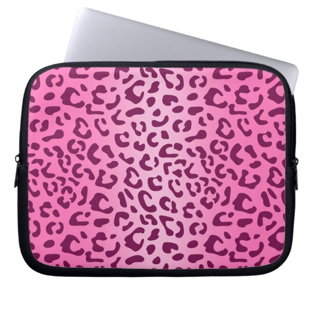 Stilvolle Rosa Leopard Print Laptopschutzhülle (Vorderseite)