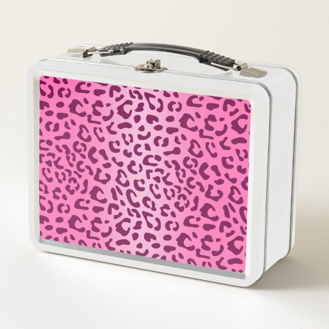 Stilvolle Rosa Leopard Print Metall Brotdose (Vorderseite)