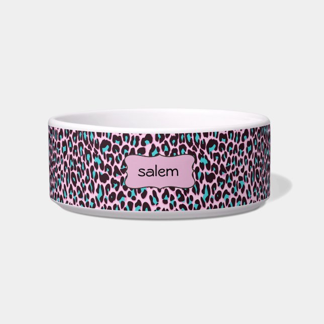 Stilvolle Rosa Leopard Print | Personalisiertes Ha Napf (Vorderseite)