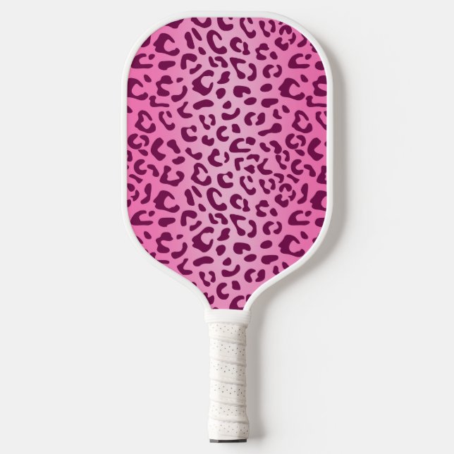 Stilvolle Rosa Leopard Print Pickleball Schläger (Vorderseite)