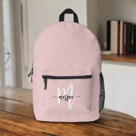 Stilvolle Rosa Monogram Girl's Back to School Bedruckter Rucksack