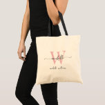 Stilvolle Rosa Monogram Name Girly Script Tragetasche<br><div class="desc">Girly Stylish Modern Blush Pink und Black Monogram Initial Name Signature Script Custom Personalisiert Shopping Budget Tote Bag. Dieses Design mit einem Vornamen in einem hübschen handgeschriebenen Stil Swash-Schwanz Schriftart Typografie (oder Kalligrafie) mit monogramm Initial-und Familienname oder Vollname in Rosa und Grau auf natürlichen cremefarbenen Weiß. Einfach zu anpassen. Ideal...</div>