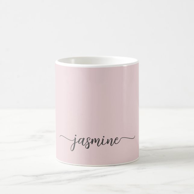 Stilvolle Rosa Monogram Name Signature Kaffeetasse (Mittel)