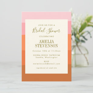 Stilvolle rosa orange abstrakte Streifen Brautpart Einladung