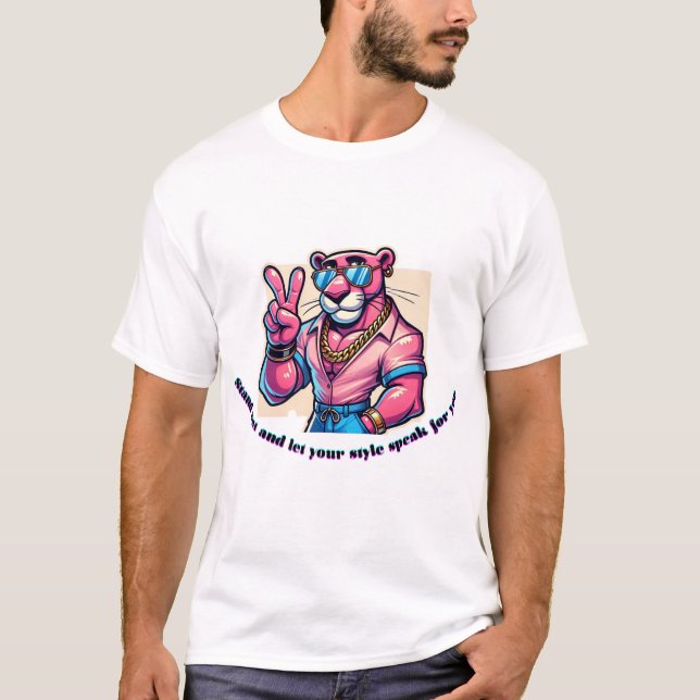 Stilvolle Rosa Panther mit Höflichkeit T-Shirt (Vorderseite)