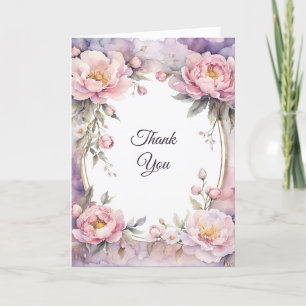 Stilvolle Rosa-Peony-Oval-Rahmen Dankeskarte