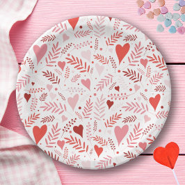 Stilvolle rosa rote Herzklappen Pappteller