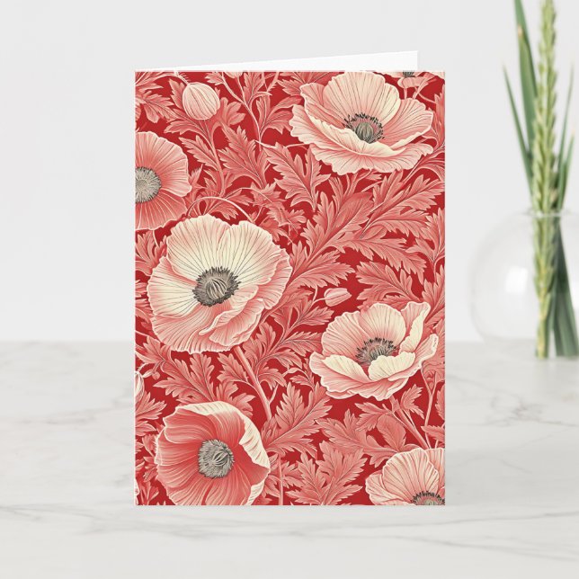 Stilvolle Rosa Rote Poppies Kunst und Kultur Karte (Vorderseite)