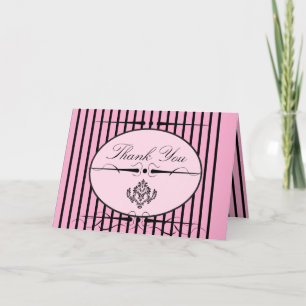 Stilvolle rosa schwarze Dankeschön-Grußkarte Dankeskarte