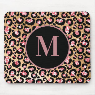 Stilvolle rosa schwarze Geparde Leopard Print Mono Mousepad