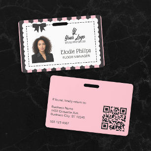 Stilvolle rosa schwarze Streifen, gewellte Ränder  Ausweis