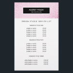 Stilvolle Rosa Sequin Salon Pricing & Services Flyer<br><div class="desc">Das glamouröse und stilvolle Flyer-Design zeigt Ihre Dienstleistungen, Preislisten oder Geschäftsinformationen über ein digitales Bild von rosa Sequenzmustern. Schwarzes Streifen-Overlay Enthält vier individuell anpassbare Überschriften und Textfelder. Um das Layout anzupassen, geben Sie Ihren Text ein und ändern Sie mithilfe der Funktion Anpassen die Positionierung und die Größe des Schriftartes. Ideal...</div>