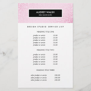 Stilvolle Rosa Sequin Salon Pricing & Services Flyer