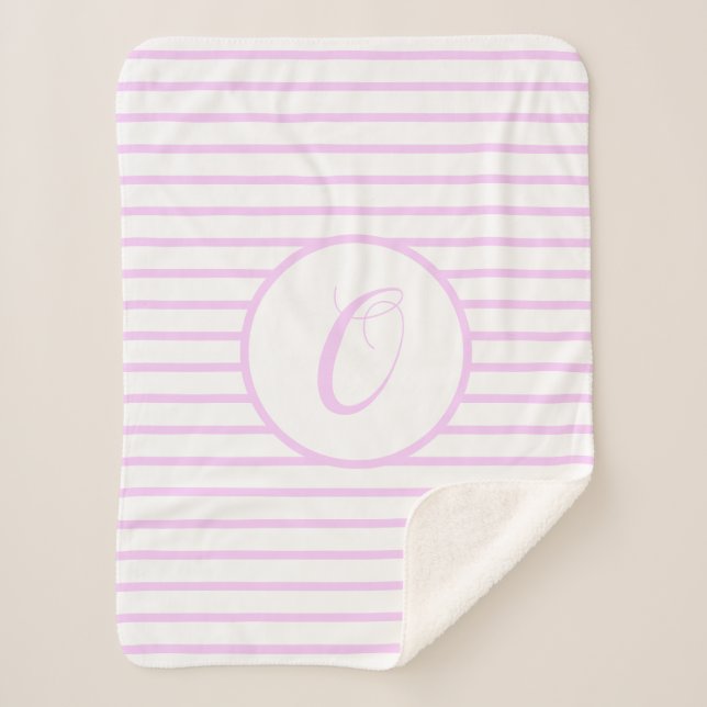 Stilvolle rosa Streifen oder Monogram-Seitenklemme Sherpadecke (Vorderseite)